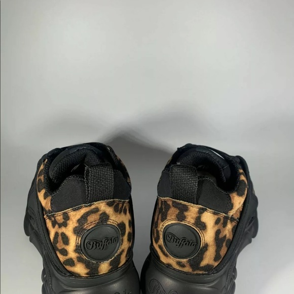 BUFFALO CLD Corin Platform Sneakers Leopard Print Black London
